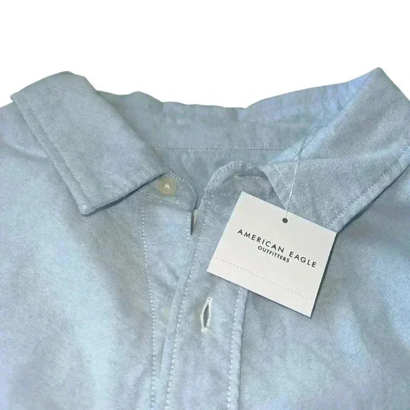 American Eagle Sz XL Relaxed Fit Cotton Button‎ Down Shirt Office Heavyweight - Picture 4 of 8